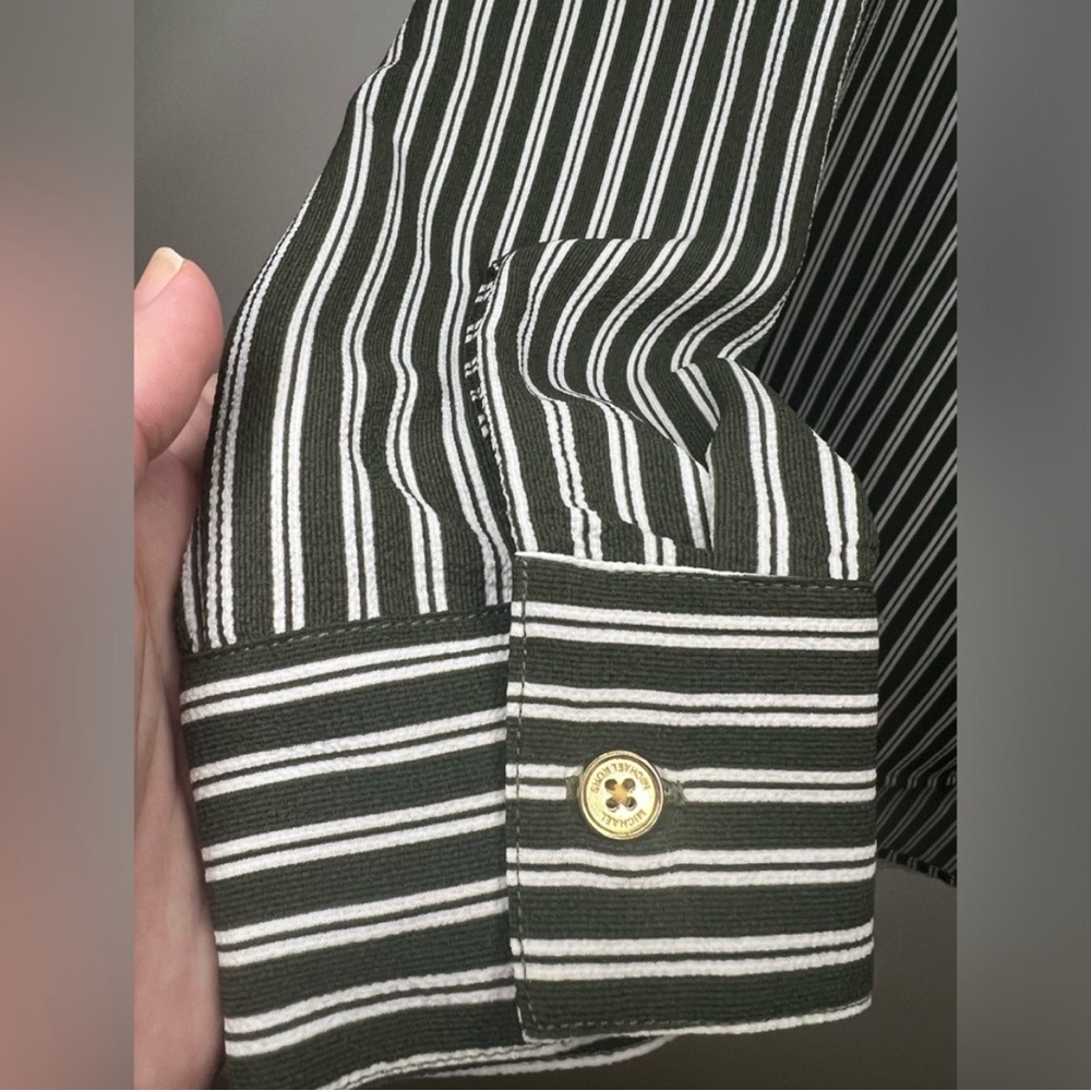 Michael Kors - Green and White Striped Blouse - Size Small - Picture 4 of 8
